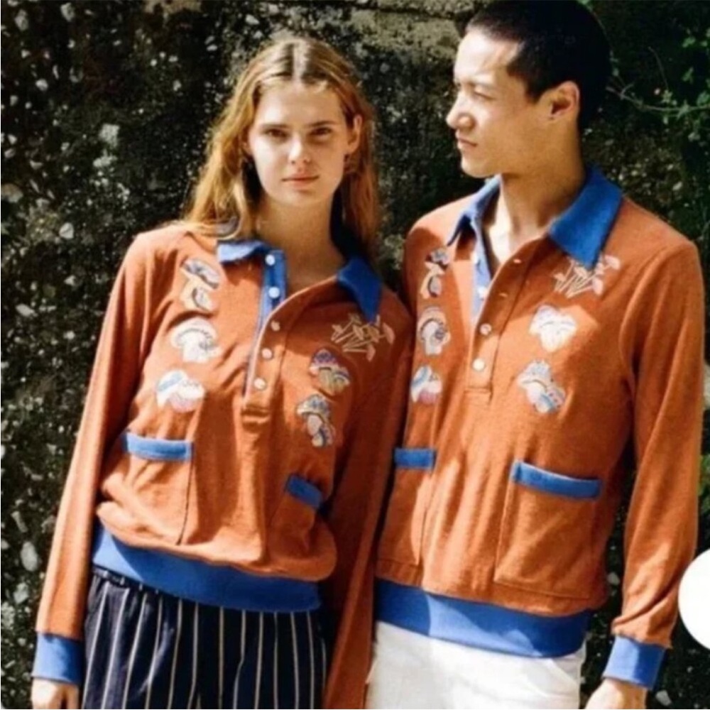 Stylish Orange and Blue Women's Sweatshirt